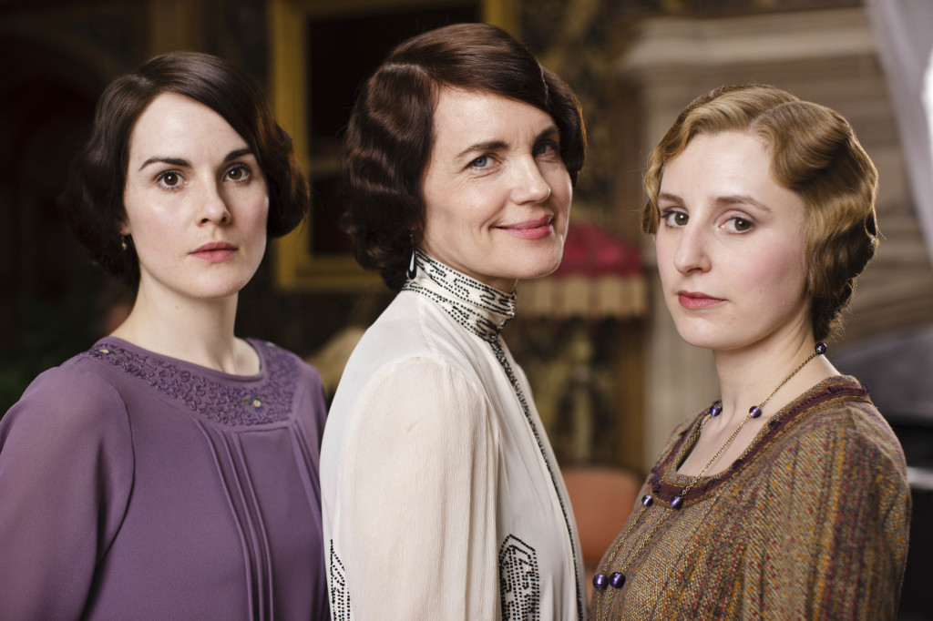 Michelle Dockery as Lady Mary, Elizabeth McGovern as Lady Cora and Laura Carmichael as Lady Edith